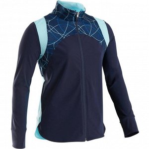 Куртка легкая "дышащая" S900 для девочек гимнастическая синяя AOP DOMYOS