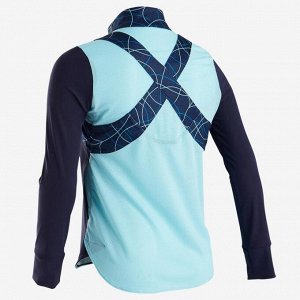 Куртка легкая "дышащая" S900 для девочек гимнастическая синяя AOP DOMYOS