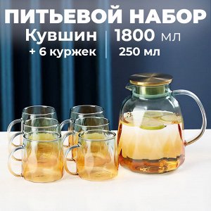 Питьевой набор, Кувшин 1800 мл + 6 куржек 250 мл