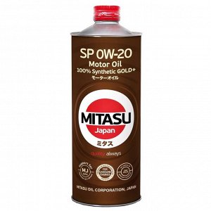 Масло моторное Mitasu Gold Plus 0w20, синтетическое, API SP, ILSAC GF-6A, для бензинового двигателя, 1л, арт. MJ-P02/1