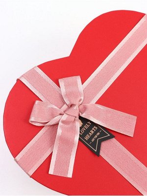 Набор подарочных коробок сердце 3 в 1, красный с розовым бантом, 31x27x13.3; 28x25x11.7; 26x23x10.3 см
