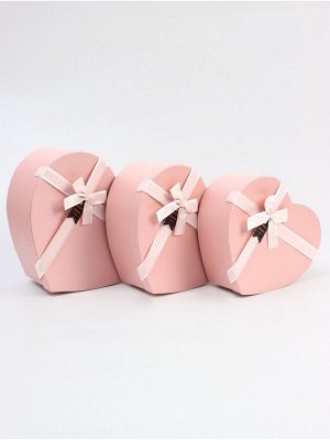 Набор подарочных коробок сердце 3 в 1, нежно-розовый, 31x27x13.3; 28x25x11.7; 26x23x10.3 см