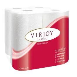 Кухонные полотенца "Virjoy Kitchen Roll" (жиропоглощающие, двухслойные, плотные, тиснёные) 70 листов х 4 рулона