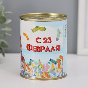 Подарочные носки в банке «С 23 февраля», (внутри носки мужские, цвет чёрный)
