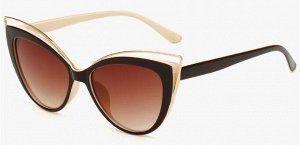 Солнцезащитные очки с металлическим уголком темно-коричневые