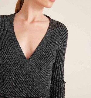 Пуловер, черно-серебристый