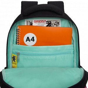 Рюкзак школьный GRIZZLY с карманом для ноутбука 13", анатомической спинкой, для девочки