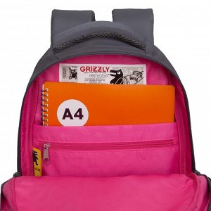 Рюкзак школьный GRIZZLY с карманом для ноутбука 13", анатомической спинкой, для девочки