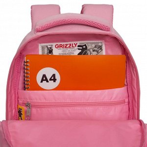 Рюкзак школьный GRIZZLY с карманом для ноутбука 13", анатомической спинкой, для девочки