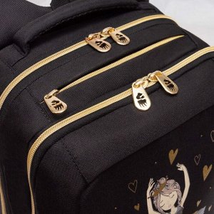 Рюкзак школьный GRIZZLY с карманом для ноутбука 13", двумя отделениями, анатомической спинкой, для девочки