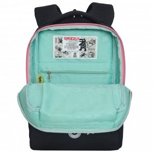Рюкзак школьный GRIZZLY с карманом для ноутбука 13", двумя отделениями, анатомической спинкой, для девочки
