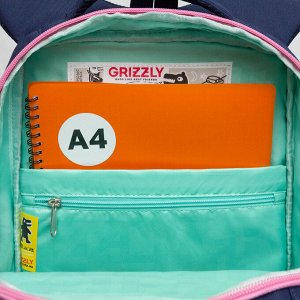Рюкзак школьный GRIZZLY с карманом для ноутбука 13", двумя отделениями, анатомической спинкой, для девочки