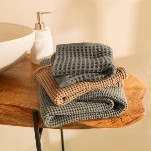 Полотенце вафельное SL HOME: Basic «Олива» 50x90 см, хлопок 100%, оливковый