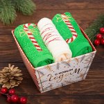 Набор полотенец &quot;XMAS&quot; 30х30 см-3 шт, хлопок 340гр/м2