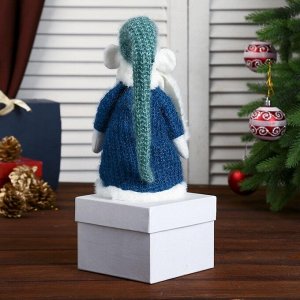 Кукла интерьерная "Белый мышонок в синем свитере с сердечком" 63х12х13 см