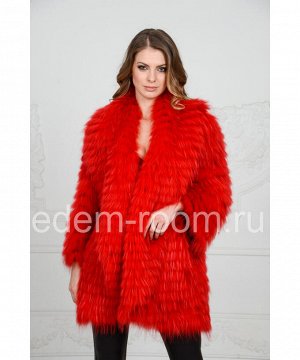 Цветное пальто из меха лисыАртикул: R-1196-P