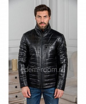 Утеплённая кожаная куртка без капюшонаАртикул: C-5365-C