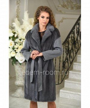 Шерстяное пальто демисезонное из норки и шерсти альпакиАртикул: A-17240-100-SR-N