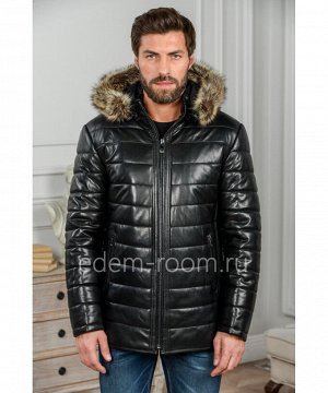 Кожаная куртка для зимы с капюшономАртикул: IG-1853-2-EN