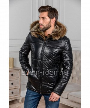 Зимняя кожаная куртка с меховым капюшономАртикул: C-8203-2-EN