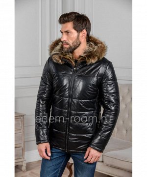 Зимняя кожаная куртка с меховым капюшономАртикул: C-8203-2-EN
