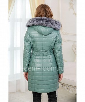 Зимнее пальто из экокожи цвета мятыАртикул: I-1921-90-2-MT-CH