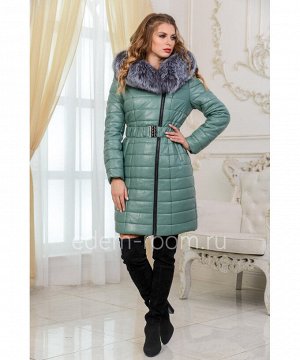 Зимнее пальто из экокожи цвета мятыАртикул: I-1921-90-2-MT-CH