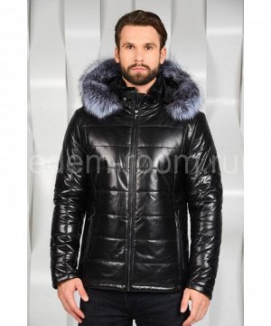 Мужская кожаная куртка с меховым капюшономАртикул: C-52320-CH
