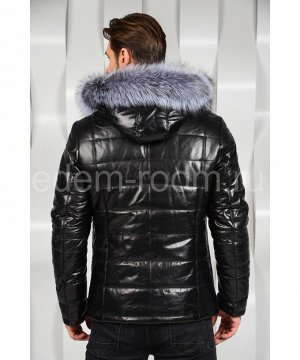 Мужская кожаная куртка с меховым капюшономАртикул: C-52320-CH