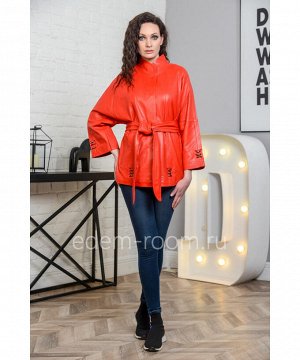 Красная куртка для женщин из натуральной кожиАртикул: AL-85-70-RD