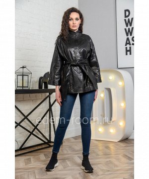 Женская кожаная куртка с поясомАртикул: AL-85-70-CH