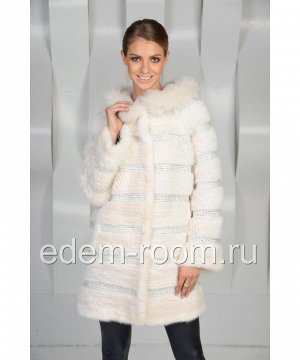 Пальто из вязаной норкиАртикул: R-7453-B