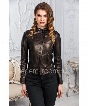 Чёрная женская кожаная куртка из кожиАртикул: C-067-CH