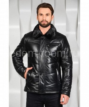Зимняя кожаная куртка с норковым воротникомАртикул: C-8211-N