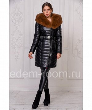 Зимнее пальто из искусственной кожиАртикул: RS-583-2-P