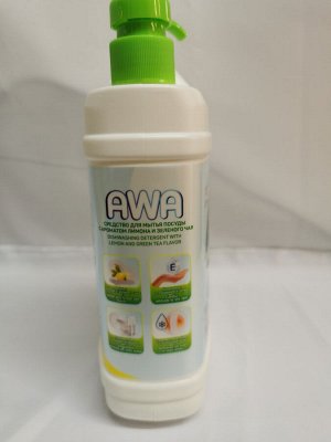 Средство для мытья посуды AKINAWA AWA, green tea and lemon, 1.5 литра, Аромат лимона и зеленого чая, бережен к коже,полностью смывается, эффективен в холодной воде.