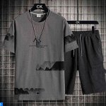 Костюм трикотажный с шортами, серый