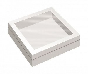 Упаковка подарочная Коробка с окном белая 3D 22,5*6,5*22,5 см