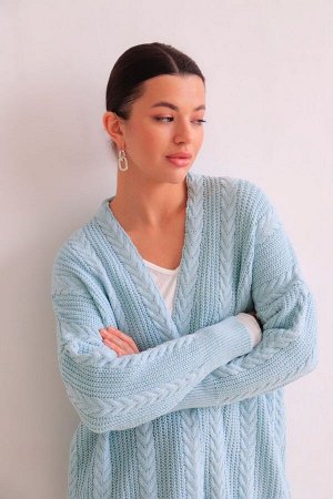 Кардиган голубой с косами