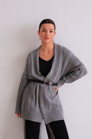 Кардиган серый с косами
