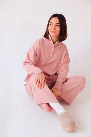 Костюм вязаный пудровый