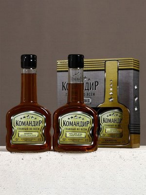 Подарочный набор «Командир», гель для душа и шампунь для волос коньяк, 2x250 мл, Чистое счастье