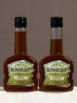Подарочный набор «Командир», гель для душа и шампунь для волос коньяк, 2x250 мл, Чистое счастье