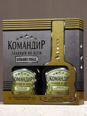 Подарочный набор «Командир», гель для душа и шампунь для волос коньяк, 2x250 мл, Чистое счастье