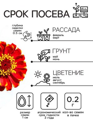 Семена цветов Цинния "Сомбреро", 0,2 г