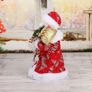 Дед Мороз "В красной шубке с подарками" двигается с подсветкой, 30 см