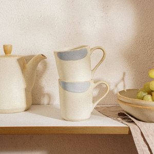 Sima-Land Home Набор кружек SL Home «Волны Сардинии», 400 мл, фарфор, 2 шт., бежевый