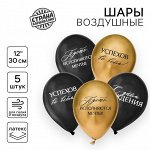 Шар латексный 12&quot; «С днём рождения, успехов», пожелания набор 5 шт.