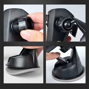 Держатель для телефона Car Phone Holder, гравитационный, 2 в 1 (присоска и прищепка на дефлектор), чёрный