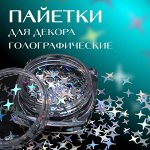 Пайетки для декора ногтей «Звёздная ночь», голографические, цвет серебристый